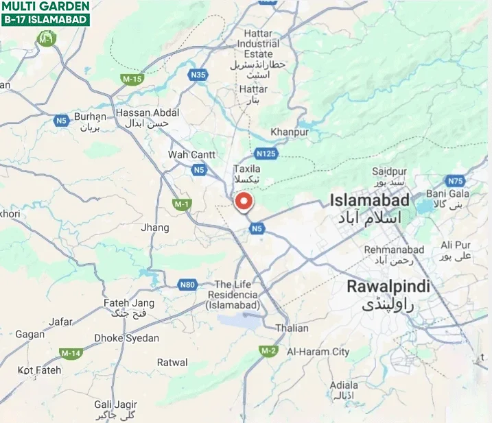 Multi Gardens B-17 Islamabad Location